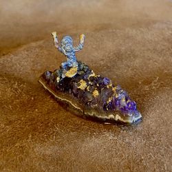 Gold Prospector Finds Gold - Sparkly Real Amethyst - Real Gold Leaf 
