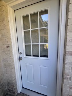White Steel Entry Door with 9-Lite Window