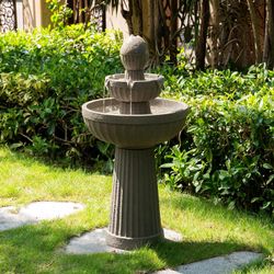 37.80” H Outdoor Water Fountain Made with Eco-Friendly Recyclable Materials, Polyethylene Cascading Waterfall Water Fountain Outdoor, Gard