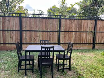Black Dining Table Set – 1 Table + 4 Chairs