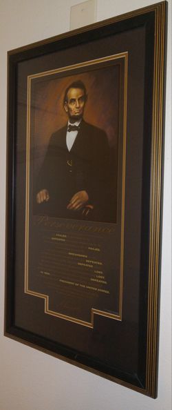 Successories Vintage Abraham Lincolm Perserverance Poster Framed , Large 19x33"