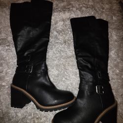 New JustFab Black Leather Women's Boots, Sz 9.5, Never Worn, Perfect Condition