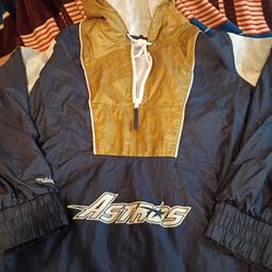 Mitchell And Ness Houston Astros 90s Gold Star Half Zip Pullover Jacket 