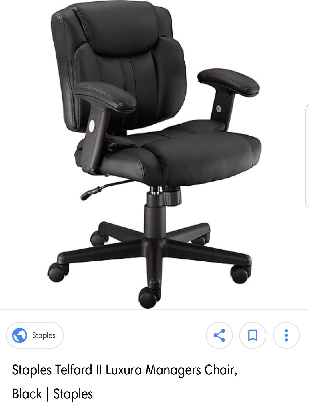 Black Faux Leather Office Chair Staples Telford II Luxura Managers Wheels