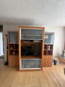 Modern Entertainment Center / Wall Unit – Solid Wood & Stylish Design