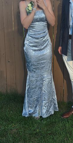 Mermaid blue homecoming or prom dress