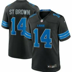 New!Men's Detroit Lions Amon-Ra St. Brown Nike Black 2nd Alternate Game Jersey