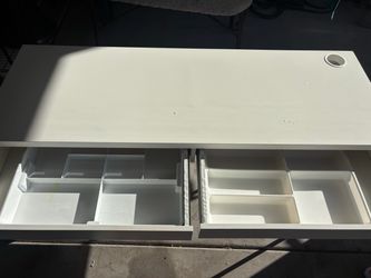 White Desk with Two Drawers and Cable Hole