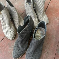 DV by Dolce Vita Ankle Boots Women's 7.5 Tan Zip Laser Cut Heel Booties