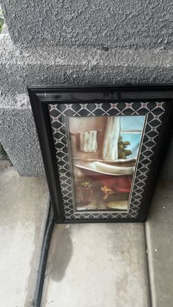 Framed Bathroom Scene Wall Art Print