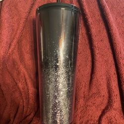 2019 Starbucks 24 Oz Black Silver Glitter Tumbler Cup