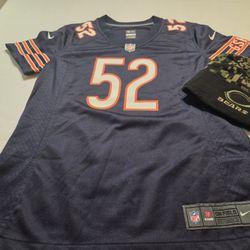NFL Chicago Bears Womens Medium #52 K. Mack Nike On-Field Jersey w New Era Beanie 🐻‍❄