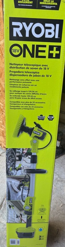 RYOBI ONE 18V CORDLESS TELESCOPING POWER SCRUBBER