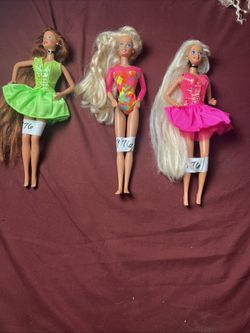 vintage Barbie, Long Hair Cut &Style Brunette,Blondie,Gymnastic Barbies Lot Of 3 (1976)