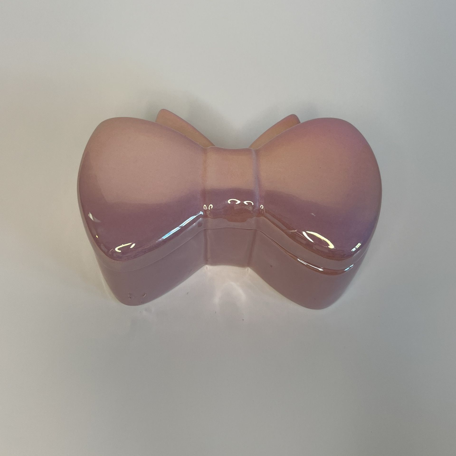 Pink Iridescent Bow Trinket Box