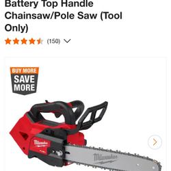 Milwaukee M18 FUEL 14 in. 18V Lithium-Ion Brushless Cordless Battery Top Handle Chainsaw/Pole Saw (Tool Only)