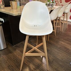 Ikea bar stools with backrest, white/indoor/outdoor, set of 5 (3 size 25” and 2 size 29”)