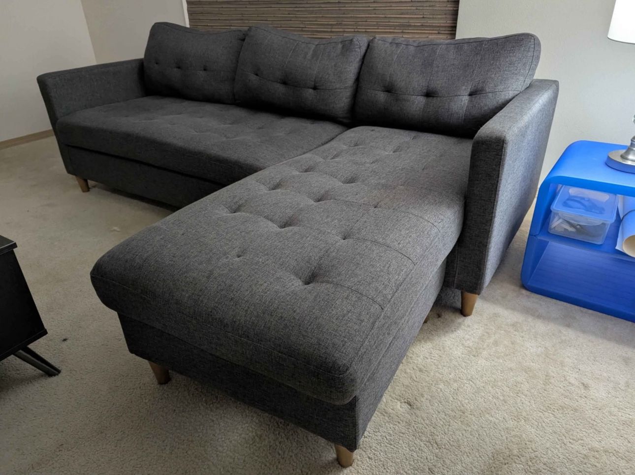 Gray L-Shaped Sectional Sofa w/ Reversible Chaise