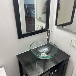 Nice Glass Bowl Vanity And Faucet
