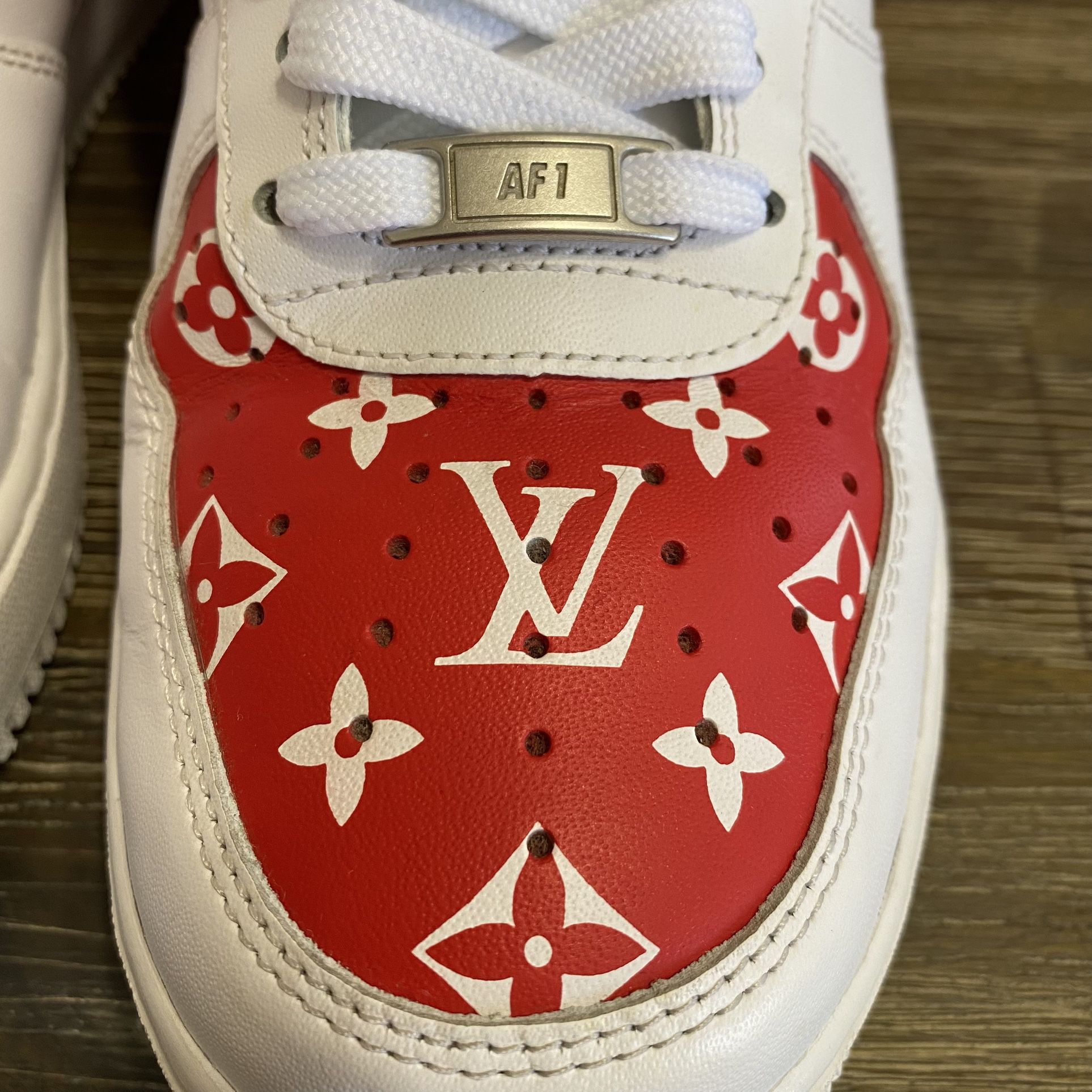 Nike, Shoes, Nike Air Force White And Red Custom Louis Vuitton Mens 11