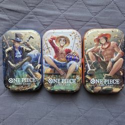 One Piece Tin Pack Set Sabo, Luffy, Ace | Trading Card Game TCG | OP13 Tins