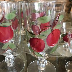 Lot of hand painted Libby glasses