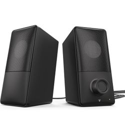 New-kstime Computer Speakers with Bluetooth 5.4, 14W Bass Reflex Stereo PC Speakers with 15° Tilted Design, USB Powered & AUX Inputs, Built-in Mic & H