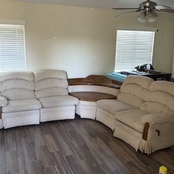 🔥 Solid Wood Sectional Sofa Set – Clean & Comfortable – $750 OBO 🔥