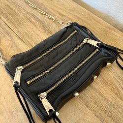 Rebecca Minkoff - Mini Moto 5 Zipper Black Leather