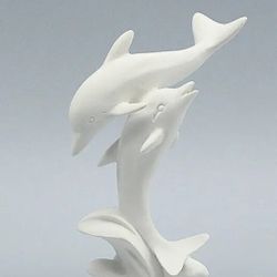 2 Dolphin Unpainted Lawn Statue