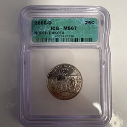 North Dakota MS67 Quarter
