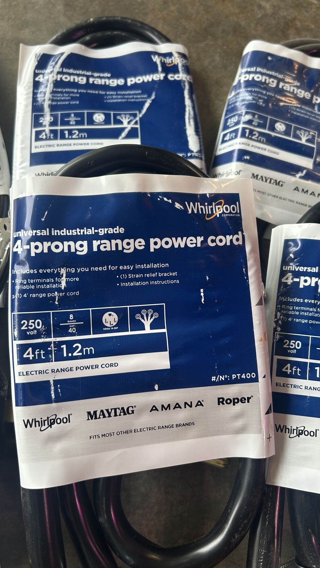 Whirlpool 4-prong Range Power Cords