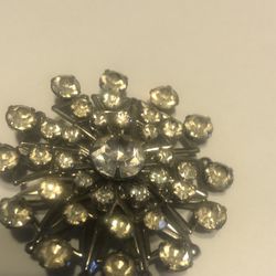 Antique Rhinestone Brooch Pin 2 inches No Missing Stones