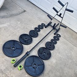 Olympic Weights, 7-ft Olympic Bar, Weight Holder Tree