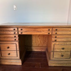 Large solid oak desk