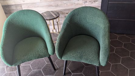 2 Green Plush Armchairs
