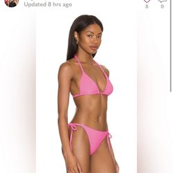 BEACH RIOT String Bikini Top Ribbed Neon Pink - Small - NWOT
