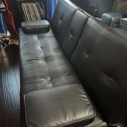 Black Faux Leather Futon Sleeper