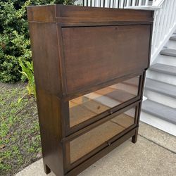 Antique Barrister Bookcase Desk Wood