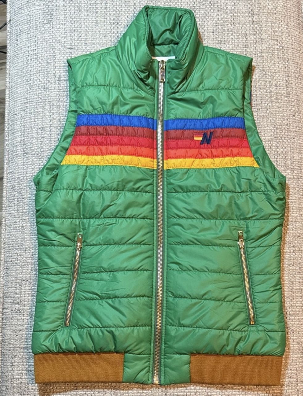 Brand New Aviator Nation 5 Stripe Vest Green Glossy - Medium