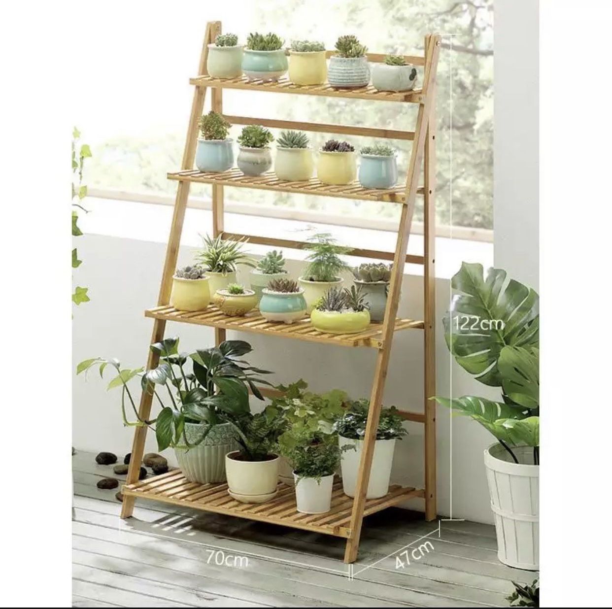 Multi Tier Flower Plant Holder Stand Rack Bamboo Wood Shelves balcony flower rack Plant stand Garden Bonsai Display Shelf