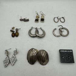 9 Sets Of Matching Sterling Silver Earrings (Some Vintage!)
