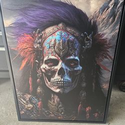 WALL ART NATIVE SKULL WARRIOR