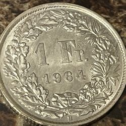 1 Frank 1964 Coin Of Switsland . Collectible 