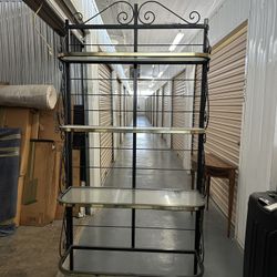 Wrought Iron Etagere with Glass Shelves