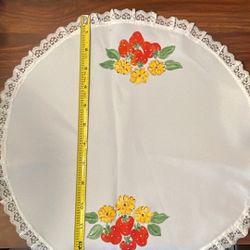 Vintage Strawberry Print Doily 