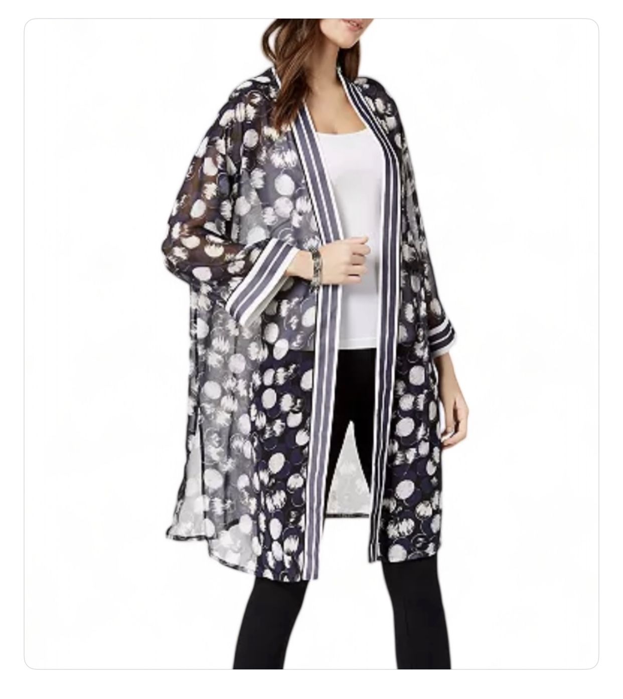 Alfani Long Printed Kimono Jacket, Created for Macy's SZ-0X/1X