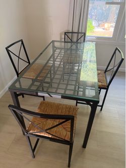 Glass Dining Table Set w/ 4 Chairs （can sell separately)