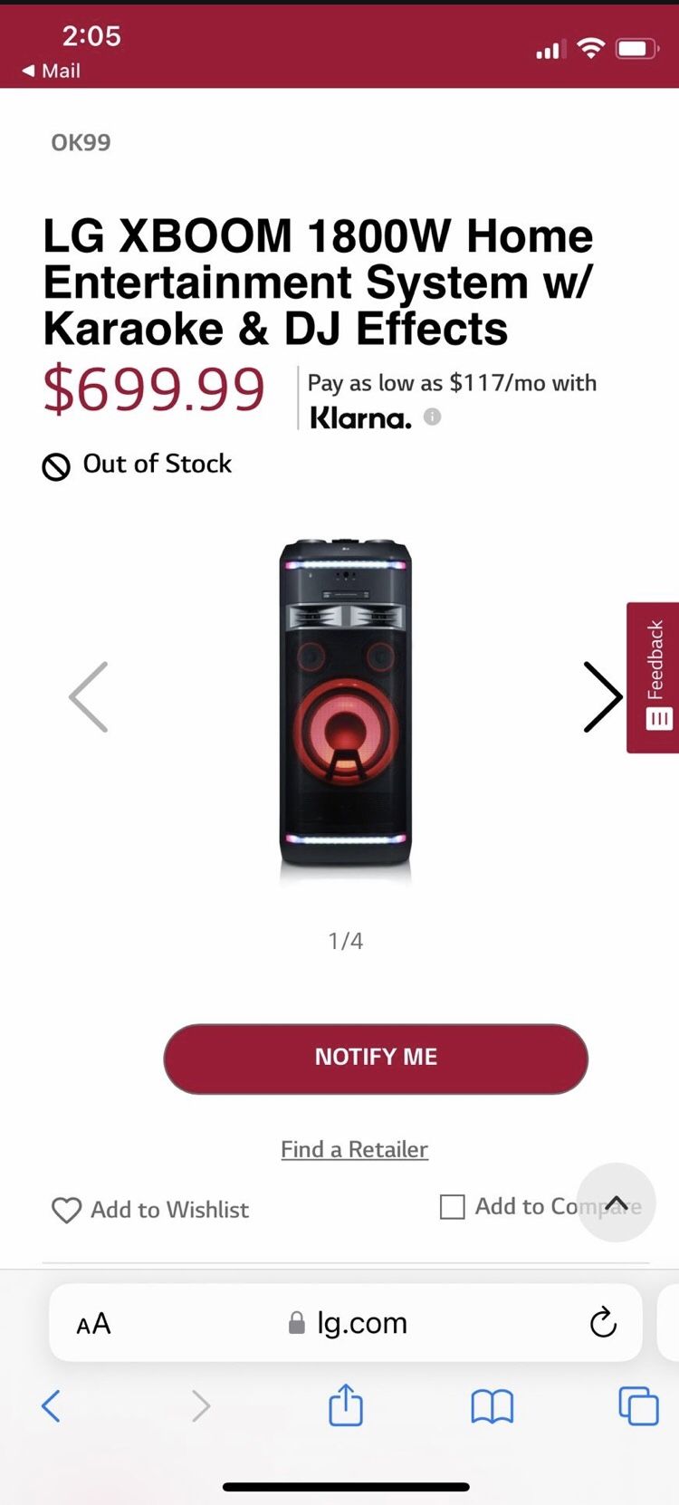 LG XBoom 1800w- Entertainment System With Karaoke And DJ Effects