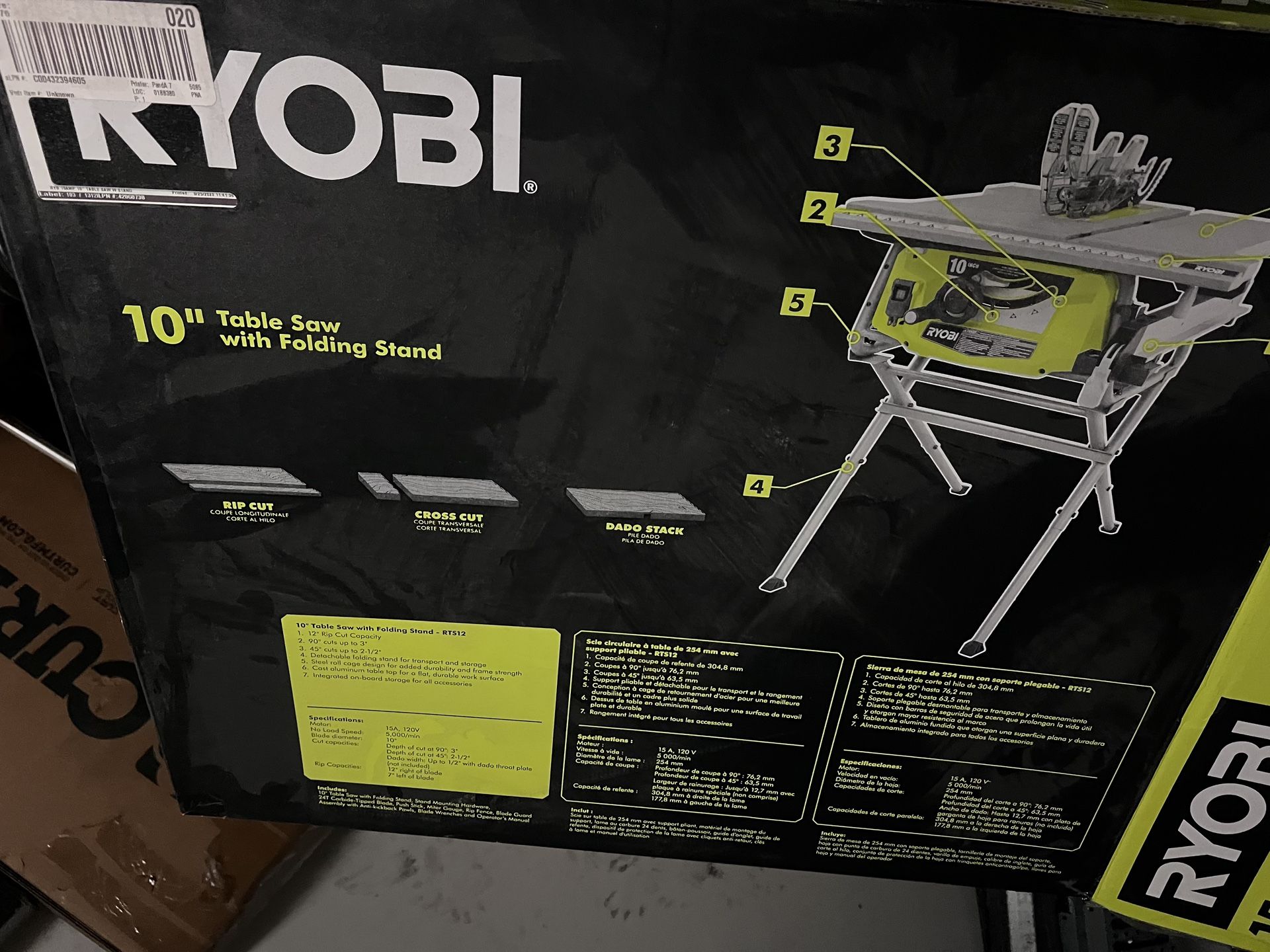 Ryobi 10 Inch Table Saw 15 Amp With Diablo Blade